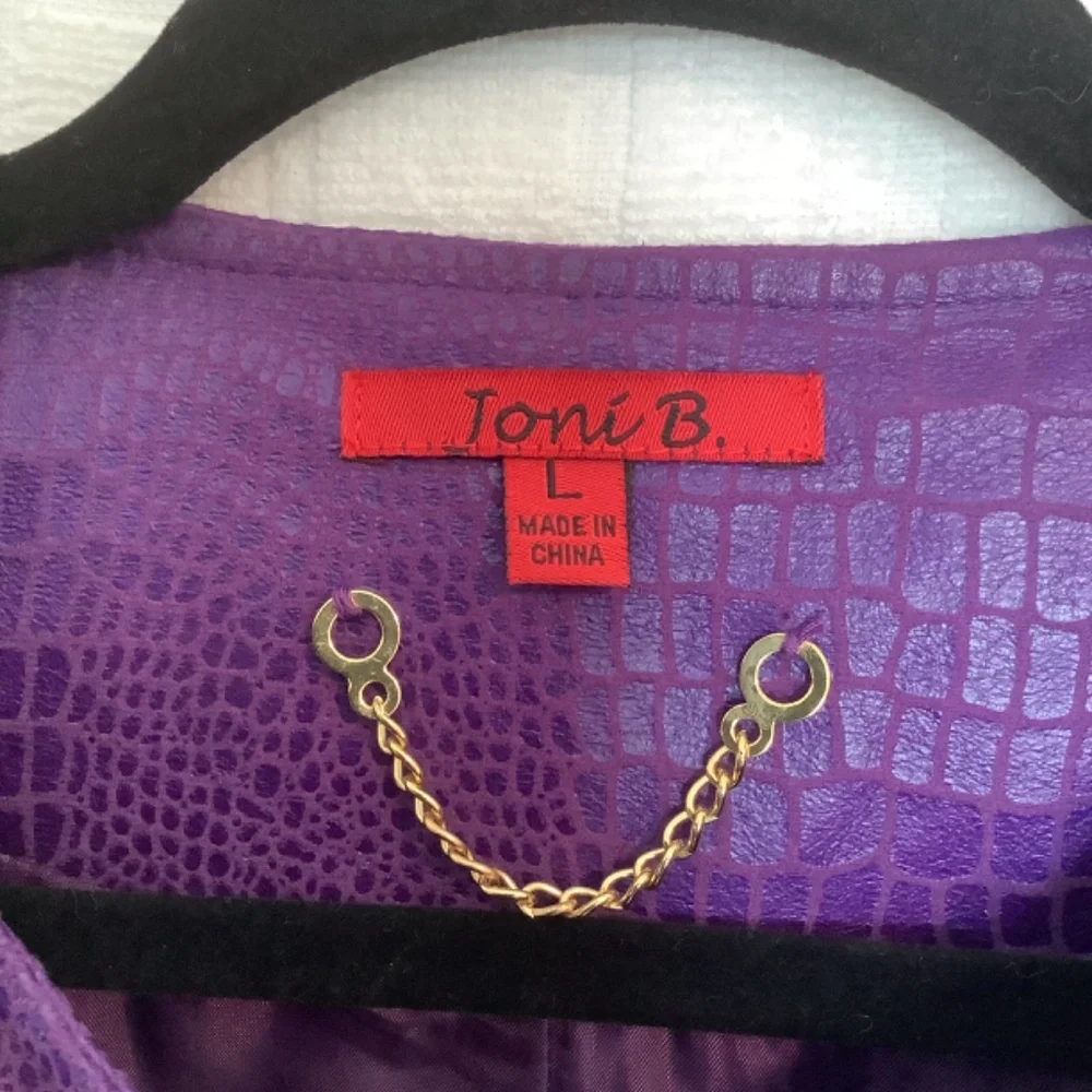 Toni B Ladies Faux Alligator Zipper Down Lined Blazer Purple Size L - Picture 3 of 5